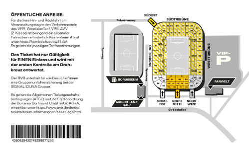 Example BVB ticket. Please use the barcode in the bottom left corner.